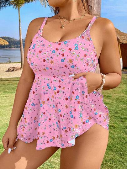 SHEIN Swim Curve بكيني وبدلة السباحة بطقم كبير الحجم مطبوع بنجوم عشوائية