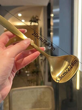 2 ملعقة كبيرة ذهبية اللون - بمقبض، أدوات مطبخ متينة لتقديم الحساء والأطعمة الساخنة والسلطات