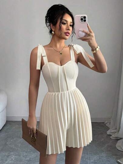 Elenzga جمبسوت نسائية بوهيمية سترة رفيعة الحمالات، بربطة شريطية وطيات وسحاب، فضفاضة، مناسبة لموسمي الربيع والصيف