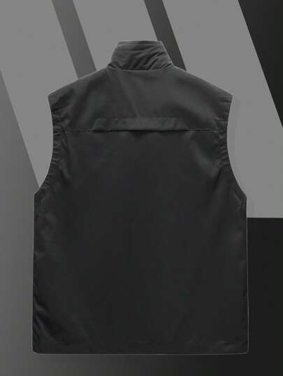 Manfinity Homme صدرية أكمام بدون بدون أكمام بسحاب متعدد للرجال ، للربيع والصيف والخريف