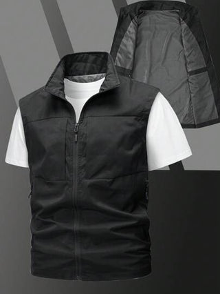 Manfinity Homme صدرية أكمام بدون بدون أكمام بسحاب متعدد للرجال ، للربيع والصيف والخريف