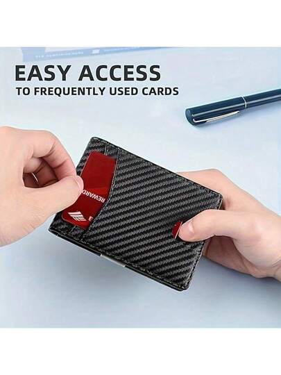 محفظة رجالية فاخرة من ألياف الكربون RFID ، حقيبة نقود رقيقة وضيقة ، حامل بطاقات للرجال ، محفظة قصيرة صغيرة للرجال ، محفظة
