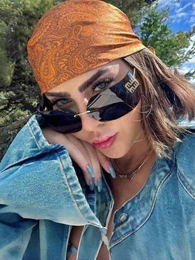 1 قطعة نظارات نسائية أنيقة منحنية بدون إطار، طراز Y2K ريترو عالي الجودة للعودة إلى المدرسة لف حرف الديكور