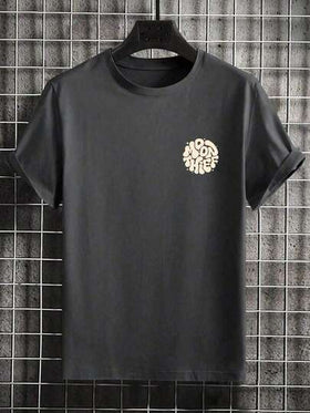 AnChiStreetwear - قميص تي شيرت كاجوال فضفاض مطبوع بحروف جرافيك مقاس كبير للرجال