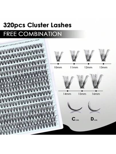 40D رموش صناعية من الغزال 320 حزمة ، طبيعي منحني D 0.07 مم من 10 إلى 16 مم ، تمديد رموش 3D بحجم روسي فردي ، أدوات الماكياج