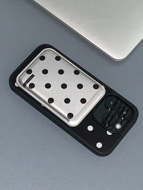 حامل بطاقات مغناطيسي جلدي لتصميم نمط النقاط متناهي الصغر، فتحة بطاقات Magsafe