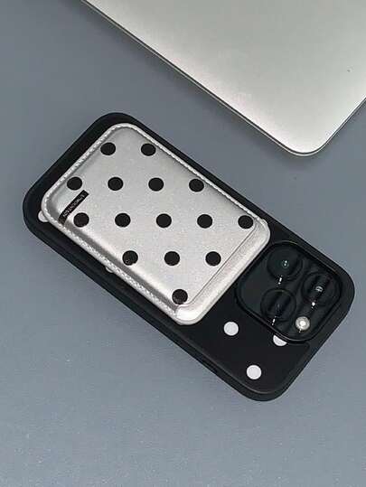 حامل بطاقات مغناطيسي جلدي لتصميم نمط النقاط متناهي الصغر، فتحة بطاقات Magsafe