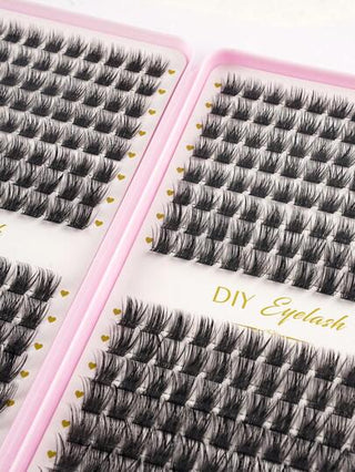 384 قطعة رموش فردية كتاب الرموش تطويل رموش اصطناعية DIY في المنزل ملحقات رموش عنقودية تجميل