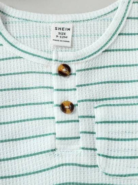 SHEIN Playful Pals مجموعة ملابس طفل ولد مكونة من 2 قطعة، قميص كم طويل مخطط بطراز كلاسيكي وبنطلون بلون مغاير، مناسبة للربيع/الخريف، للارتداء اليومي، للخروجات، الحفلات، العطلات، الحدائق