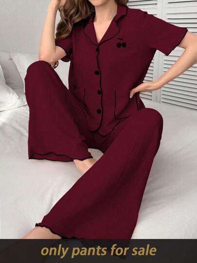 SHEIN بنطلون كاجوال للنساء مصنوع من نسيج جاكارد مضلع بألوان متباينة، مناسب للخريف والشتاء، مريح