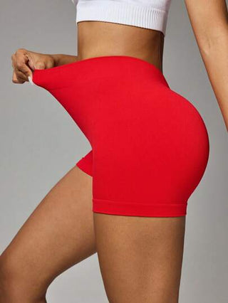 SHEIN Sport Studio شورت رياضي نسائي بخصر مجمع، رافع مؤخرة جذاب، مرن ومريح للوجا والرياضة