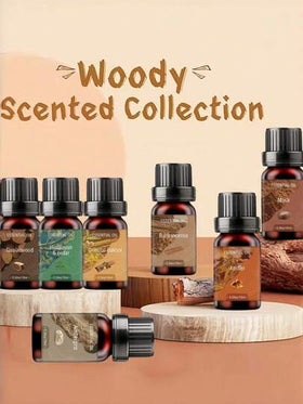 زيت عطري أساسي 10 مل في زجاجة خشبية، 100% نقي وجودة عالية، زيت عطري طبيعي، مناسب للمبخر والشمع والترطيب - هدية مجموعة منعشة للمنزل والسيارة، تغليف مشهد غابة استوائية، عطر زيت أساسي. يمكن استخدام مرطب الزيت الأساسي للنوم والسيارة.