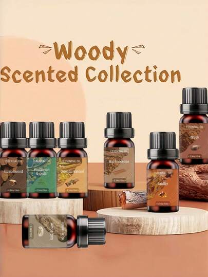 زيت عطري أساسي 10 مل في زجاجة خشبية، 100% نقي وجودة عالية، زيت عطري طبيعي، مناسب للمبخر والشمع والترطيب - هدية مجموعة منعشة للمنزل والسيارة، تغليف مشهد غابة استوائية، عطر زيت أساسي. يمكن استخدام مرطب الزيت الأساسي للنوم والسيارة.