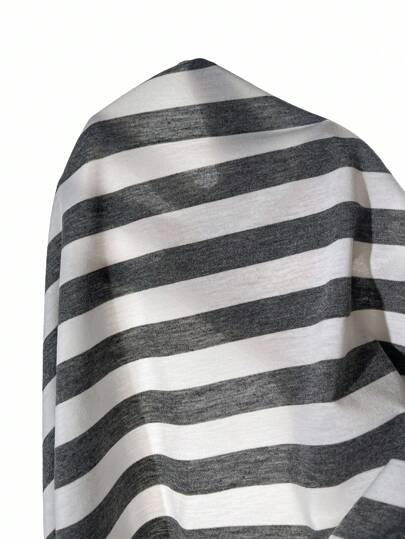 SHEIN فستان رياضي نسائي بطبعة شريطية قصير الأكمام منسدل من الكتف