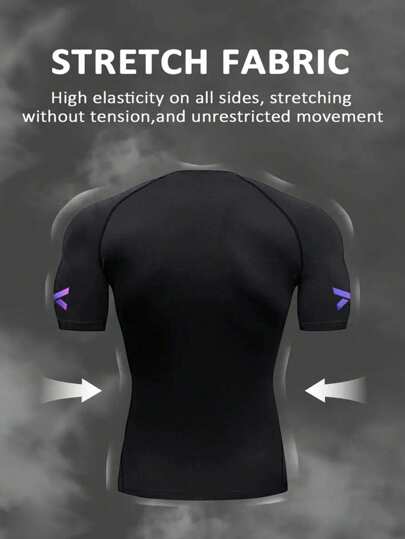 Manfinity Sport Corelite قميص رياضي بأكمام قصيرة وقصة ضيقة مطبوع عليه حرف للرجال