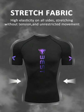 Manfinity Sport Corelite قميص رياضي بأكمام قصيرة وقصة ضيقة مطبوع عليه حرف للرجال