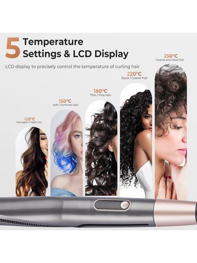 UKLISS مكواة شعر وملقط تجعيد متكاملة (شاشة LCD) - احترافية لجميع أنواع الشعر