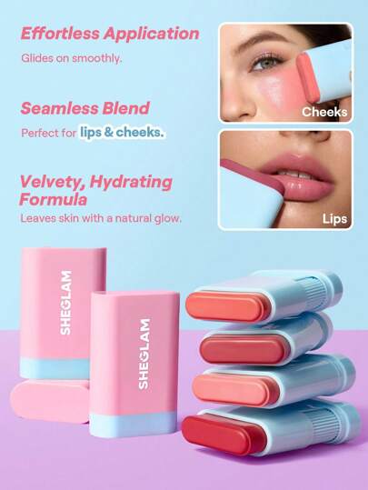SHEGLAM Glass Glow أحمر خدود عصا-Brisk Babe حمره بلشر علامة تجارية جمال مكياج ميكب مستحضرات تجميل للنساء الفتيات مثالي لفصل الشتاء الربيع مثالي ل- Y2K أزياء أنيقة رمضان هدية حفلة جاهز أفضل لون