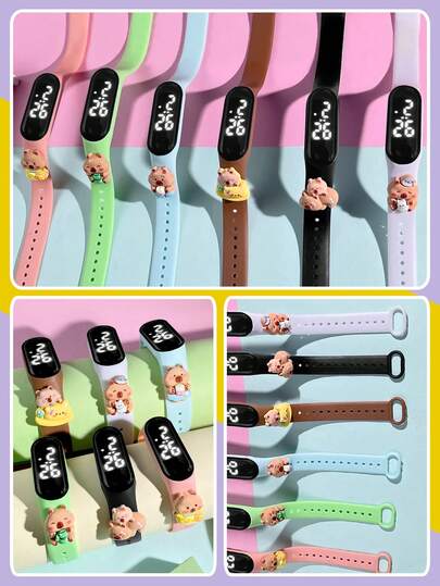6 قطع ساعة يد رقمية بشاشة لمس LED للأطفال، طراز M3 بنقش كابيبارا الجميل، DIY، مناسبة للطلاب الابتدائيين والثانويين، أنيقة وكاجوال، متعددة الاستخدامات للرياضات الخارجية، سهلة الارتداء، هدية مثالية ليوم الطفل، للأصدقاء، للعودة للمدرسة، مجموعة ساعات إلكتروني