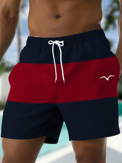 شورت رجالي صيفي بطبعة مطبوعة، خصر بسحاب، جيوب مائلة، هاواي سريع الجفاف، بطانة شبكية مزدوجة الطبقة، طباعة فنية ثلاثية الأبعاد بألوان متباينة، ملابس شاطئ كاجوال وملابس سباحة