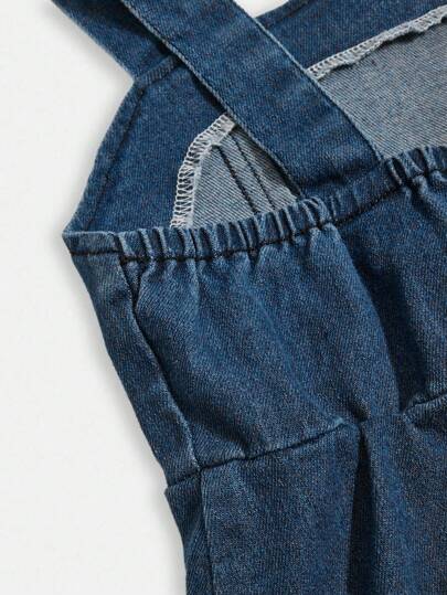 SHEIN Elladie kids فستان صيفي قطني مرن للفتاة الشابة ملائم للعطلات, ألوان مبهجة، خصر مطاطي، مزين بفيونكة، قابل للتعديل بحمالات، مريح وأنيق لفصل الصيف