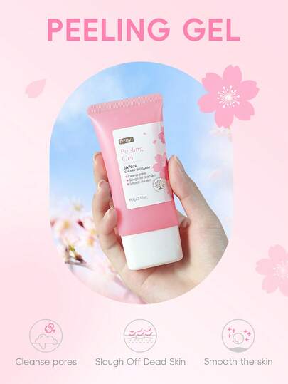 FENYI 1 قطعة جل تقشير اليابانية بزهر الكرز الفيني، 60 جرام مقشر مصغر للمسام، مقشر لطيف، غير مهيج، منظف وجه مرطب ومنير، مناسب لجميع أنواع البشرة، العناية الذاتية بالسبا، هدية للصديقة، العناية بالبشرة