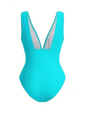 Swim Oasis بدلة سباحة قطعة واحدة ذات طبعة حلزونية كلاسيكية أنيقة، مع بنطال واسع الساق، مجموعة ملابس عصرية للنساء لرحلات الإجازة