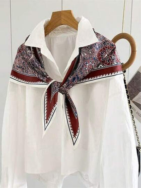 وشاح مربع مقاس 90 سم بطبعة بيزلي بسيطة للنساء، مناسب للارتداء اليومي والموضة الشارعية، يمكن استخدامه كعصابة للرأس أو وشاح للرقبة أو شال للحماية من الرياح والأشعة فوق البنفسجية، مثالي لتنسيق الملابس