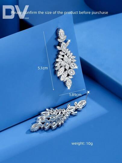 DV JEWELRY حلق قرط من الفضة المطلية بالذهب الأبيض مرصع بأحجار الزركونيا، هدية مجوهرات أنيقة للسيدات، مناسب للمواعدة والزفاف والحفلات والمناسبات مع علبة هدايارمضان
