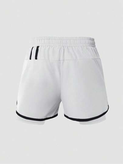 Manfinity Sport Corelite شورتات صيفية للرجال ذات خصر رباط وأنابيب تباين 2 في 1 نشطة