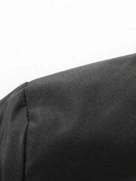 معطف بارك مبطن سميك دافئ للنساء مع كابوشون، خصر بسحاب، 2 جيب أسود للشتاء