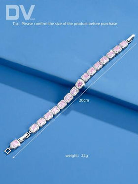 DV JEWELRY 1 قطعة سوار زركونيا ذهب أبيض مطلي للنساء الفاخرة، مجوهرات أنيقة للموعد والزفاف والحفلات وعيد الزواجرمضان
