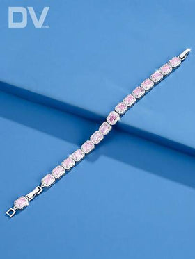 DV JEWELRY 1 قطعة سوار زركونيا ذهب أبيض مطلي للنساء الفاخرة، مجوهرات أنيقة للموعد والزفاف والحفلات وعيد الزواجرمضان