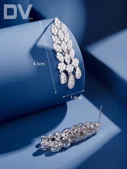 DV JEWELRY 1 زوج من أقراط الدانتيل الاصطناعية المطلية بالذهب الأبيض الرائعة للنساء، مجوهرات أنيقة للمواعيد، الأعراس، الحفلات، الذكرى، مع صندوق هدايا مرفقرمضان