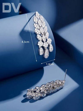 DV JEWELRY 1 زوج من أقراط الدانتيل الاصطناعية المطلية بالذهب الأبيض الرائعة للنساء، مجوهرات أنيقة للمواعيد، الأعراس، الحفلات، الذكرى، مع صندوق هدايا مرفقرمضان