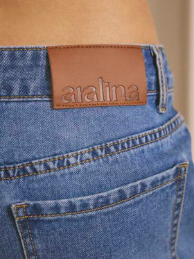 Aralina جينز كاجوال منخفض الخصر مزين بالدبابيس مناسب للحفلات الريفية والمعلمين، مثالي للخريف/الشتاء/الصيف