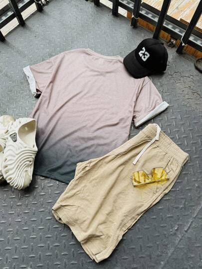 SHEIN قميص تي شيرت أكمام قصيرة بياقة مستديرة ذو لون كتلة متناسق ومريح، مناسب للذهاب للعمل، المدرسة، الاستخدام اليومي، السفر، الرياضة، في فصلي الربيع والصيف، بتصميم جرافيكي ذو شعار لشارع أزياء المراهقين العفوية