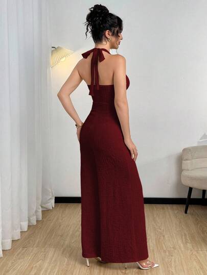 Modelyn بودي سوت للسيدات مزود بحزام معدني مع بنطلون ذو ساق واسعة