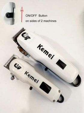 Kemei مجموعة ماكينة حلاقة كهربائية - ماكينة حلاقة لاسلكية احترافية KM-PG809A و KM-232، قابلة للشحن عبر USB، مع مقص ستانلس ستيل دقيق وشريط أبيض، للاستخدام المنزلي للرجال