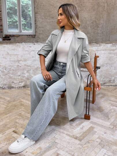 EMERY ROSE معطف سترة للنساء بلون أساسي مناسب للارتداء اليومي