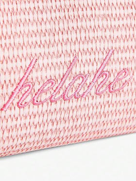SHEIN BAE حقيبة نسيج ملونة مربعات موّشاة بأزهار معلقة، لحمل البضائع لاستعمال يومي