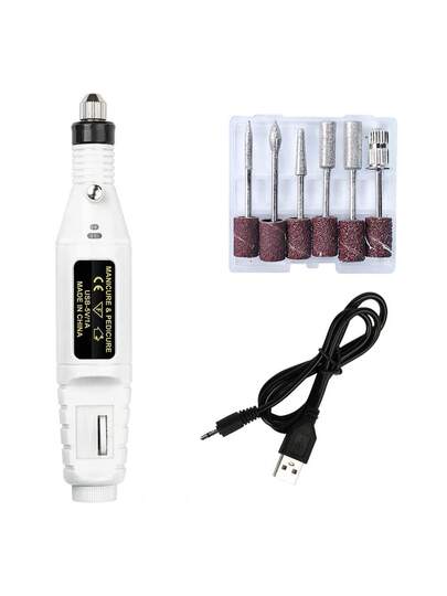 جهاز تنظيف الأظافر الكهربائي المحمول، يعمل بالطاقة من منفذ USB، طقم ملف أظافر كهربائي احترافي، مناسب للأظافر الأكريليك والجل - تنظيف وتلميع سهل - أداة عناية بالأظافر فعالة وسهلة الاستخدام، أداة تلميع وتشكيل الأظافر، مناسبة للاستخدام المنزلي والصالون، ل...