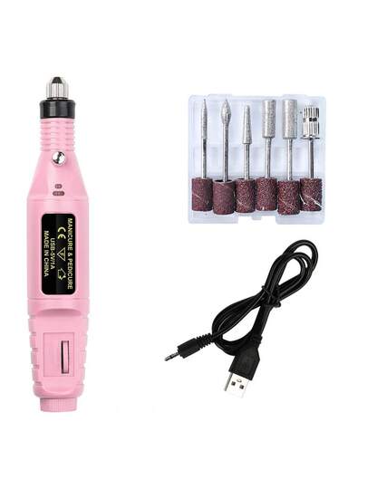 جهاز تنظيف الأظافر الكهربائي المحمول، يعمل بالطاقة من منفذ USB، طقم ملف أظافر كهربائي احترافي، مناسب للأظافر الأكريليك والجل - تنظيف وتلميع سهل - أداة عناية بالأظافر فعالة وسهلة الاستخدام، أداة تلميع وتشكيل الأظافر، مناسبة للاستخدام المنزلي والصالون، ل...
