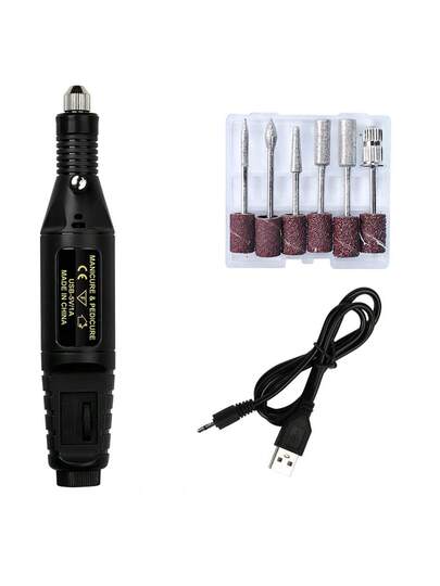 جهاز تنظيف الأظافر الكهربائي المحمول، يعمل بالطاقة من منفذ USB، طقم ملف أظافر كهربائي احترافي، مناسب للأظافر الأكريليك والجل - تنظيف وتلميع سهل - أداة عناية بالأظافر فعالة وسهلة الاستخدام، أداة تلميع وتشكيل الأظافر، مناسبة للاستخدام المنزلي والصالون، ل...