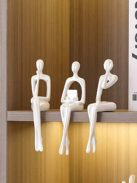 تمثال المفكر الأبيض المبسط قطعة واحدة، تمثال راتنجي حديث للديكور، مناسب للغرفة المعيشية أو رف الكتب أو المكتب أو ديكور الخريف، هدية عيد الميلاد