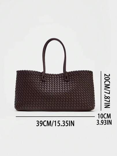 حقيبة يد منسوجة سعة كبيرة متعددة الاستخدامات، حقيبة كتف موضة عام 2025
