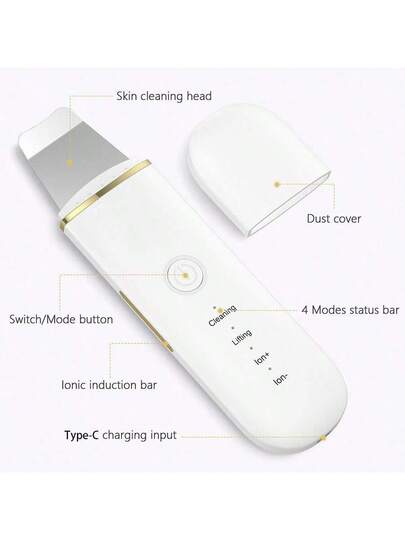 أداة تنظيف البشرة بالموجات فوق الصوتية - قابلة لإعادة الشحن عبر USB، أداة إزالة الرؤوس السوداء بالاهتزاز، أداة تنظيف الوجه ومحسن البشرة، أداة عناية بالبشرة بسعر معقول، تشمل رأسين من السيليكون