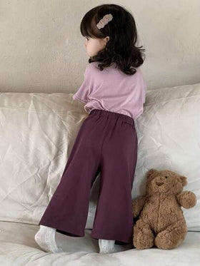 Dazy Kids مجموعة قميص T-شيرت بطباعة الكرتون وبنطلون كاجوال أحادي اللون 2 قطعة للأطفال الصغار ، بيجامات رمضان