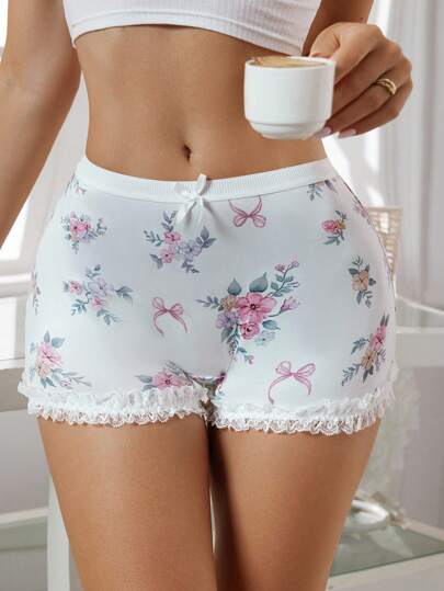 SHEIN قطعة واحدة ملابس داخلية نسائية مزينة بزهرة وفيونكة جميلة