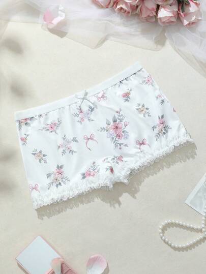 SHEIN قطعة واحدة ملابس داخلية نسائية مزينة بزهرة وفيونكة جميلة